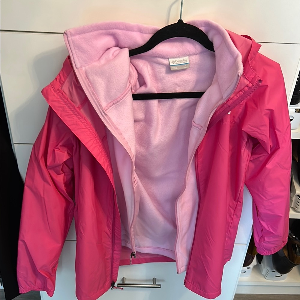 Columbia Pink Kids Raincoat+pink jacket (able to be taken out and worn separate)